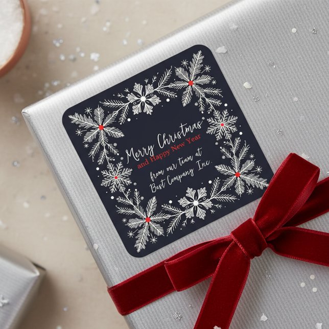 Elegant Christmas Snowflake Wreath Holiday Square Sticker (Creator Uploaded)