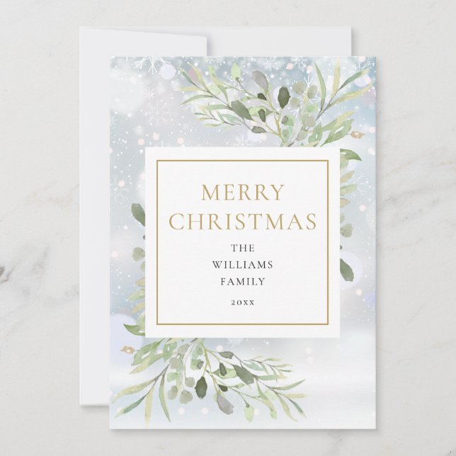 Elegant Christmas Snowflakes Holiday Card (Front)