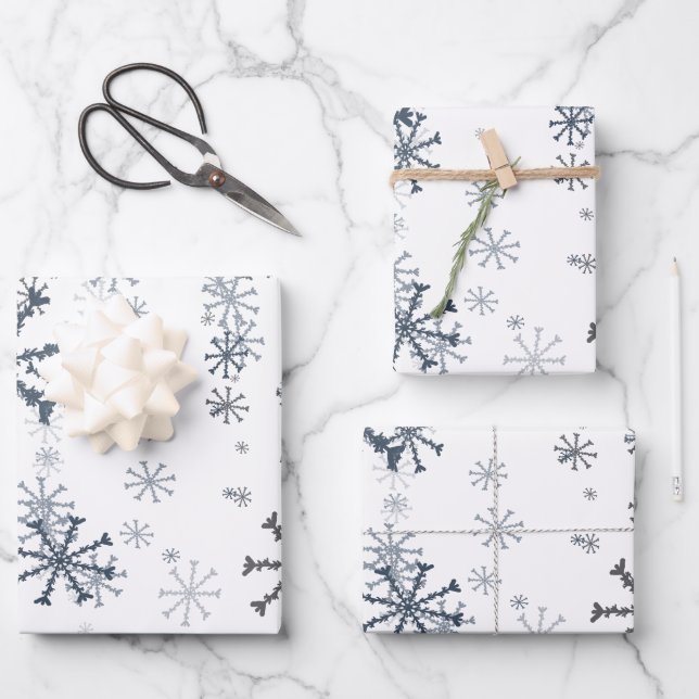 Elegant Christmas snowflakes pattern Wrapping Paper Sheets (Front)