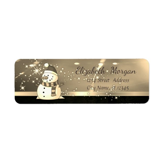 Elegant Christmas,Snowman,Faux Gold Label (Front)