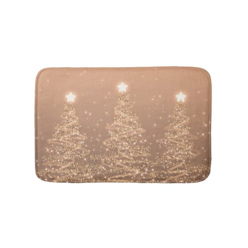 Elegant Christmas Sparkling Trees Copper  Bath Mat