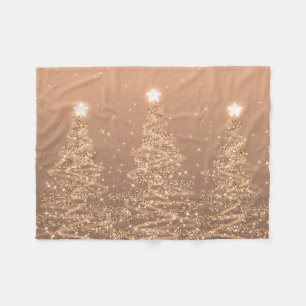 Elegant Christmas Sparkling Trees Copper  Fleece Blanket