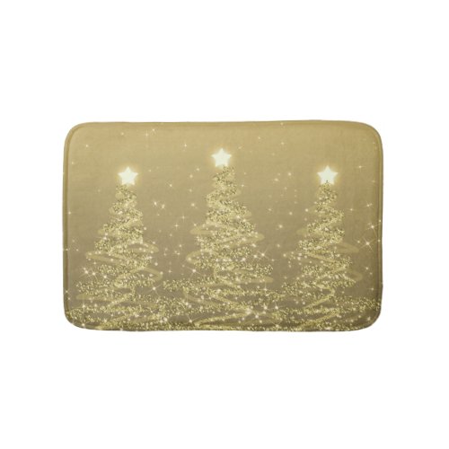 Elegant Christmas Sparkling Trees Gold  Bath Mat