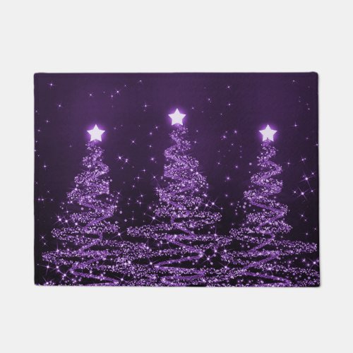 Elegant Christmas Sparkling Trees Purple Doormat