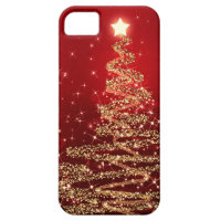 Elegant Christmas Sparkling Trees Red iPhone SE/5/5s Case