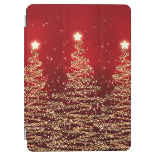 Elegant Christmas Sparkling Trees Red iPad Air Cover