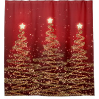 Elegant Christmas Sparkling Trees Red