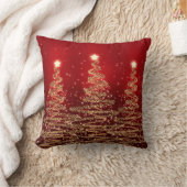 Elegant Christmas Sparkling Trees Red Throw Pillow (Blanket)