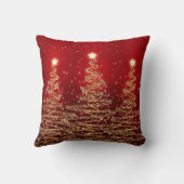 Elegant Christmas Sparkling Trees Red Throw Pillow (Back)