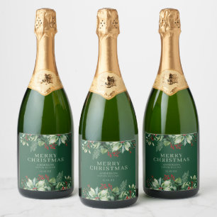 Elegant Christmas Sparkling Wine Label