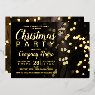 Elegant Christmas string lights business corporate Foil Holiday Card