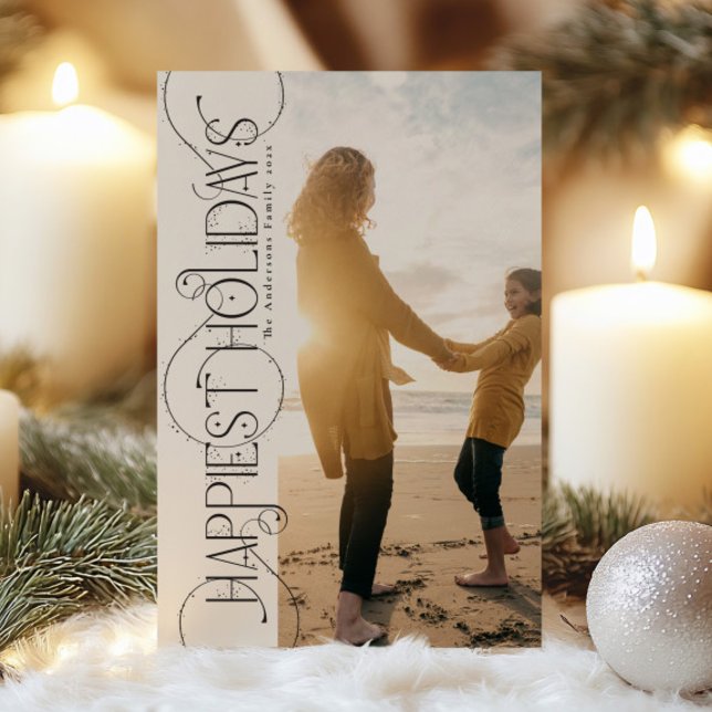 elegant christmas swirls photo HAPPIEST Holiday Card (Creator Uploaded)