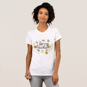 Elegant Christmas T-shirt With Gold Glitters
