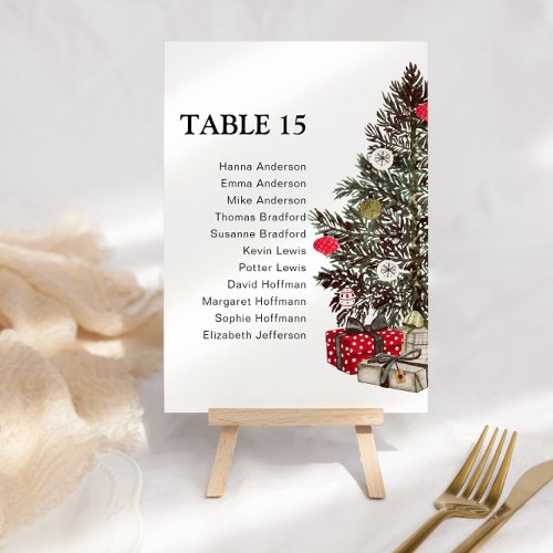 Elegant Christmas Table Card Numbers Seating Chart