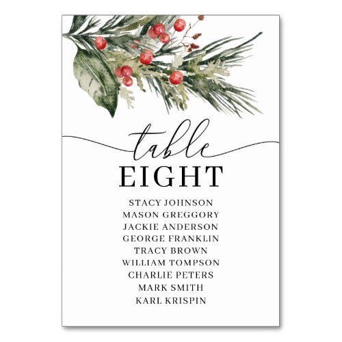 Elegant Christmas Table Numbers Seating Chart