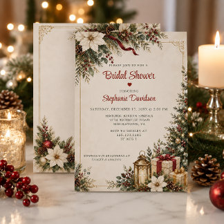 Elegant Christmas Themed Bridal Shower | Invitation