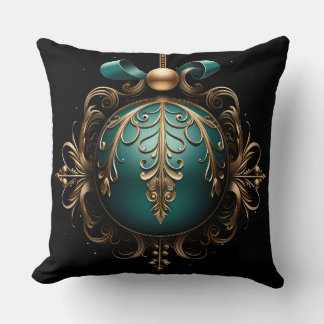 Elegant Christmas Throw Pillow – Baroque Ornament