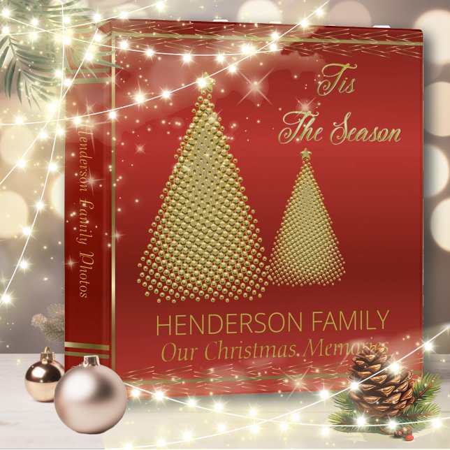 Elegant Christmas Tis The Season Holiday Photo 3 Ring Binder (Creator Uploaded)