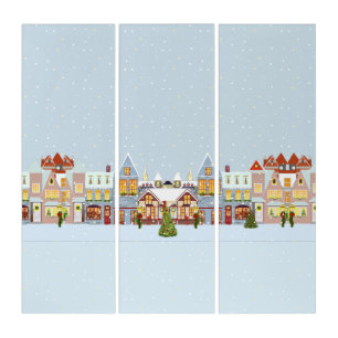 Elegant Christmas Town Acrylic Print Triptych