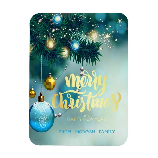 Elegant Christmas Tree,Balls,Stars Holiday Magnet (Vertical)