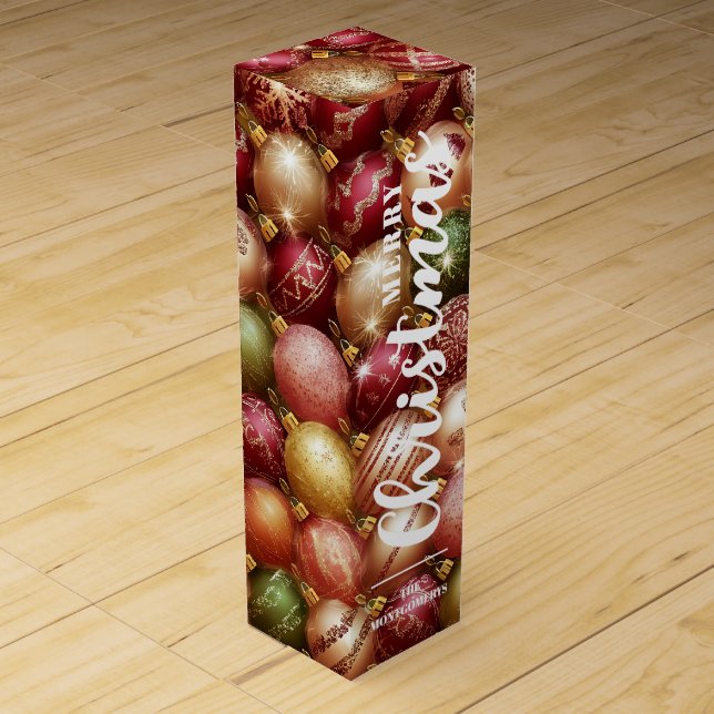Elegant Christmas Tree Baubles Decoration Wine Box (Front)