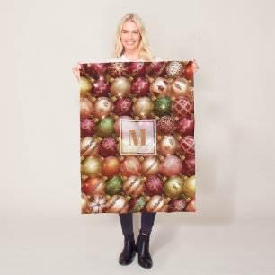 Elegant Christmas Tree Baubles Fleece Blanket