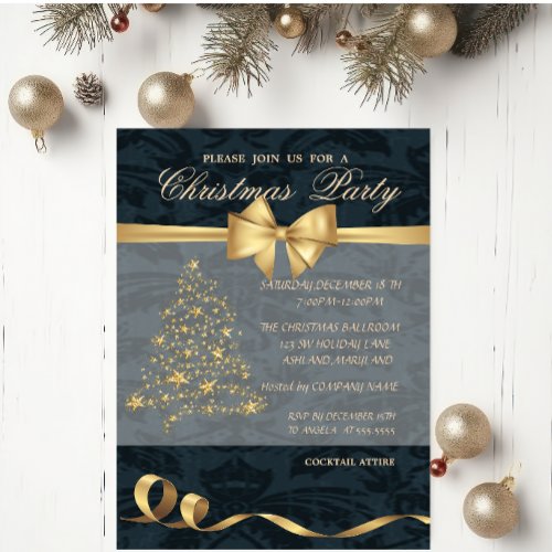 Elegant Christmas Tree BowChristmas Party Invitation