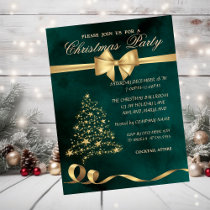 Elegant Christmas Tree ,Bow,Green Christmas Party Invitation