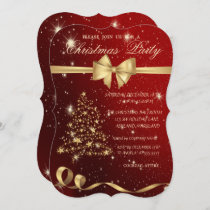 Elegant Christmas Tree ,Bow,Red,Christmas Party Invitation