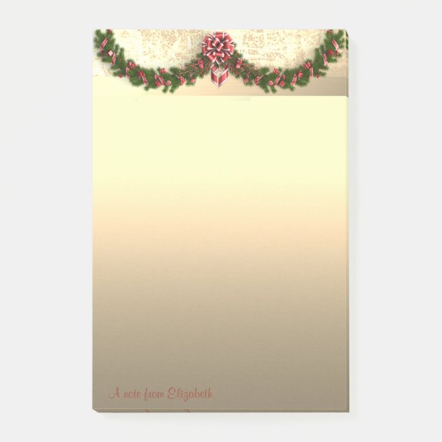 Elegant Christmas Tree Branch - Personalized Post-it Notes (Front)