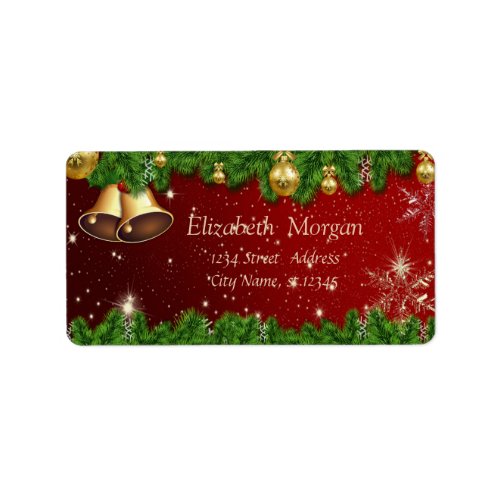 Elegant Christmas Tree BranchesBellOrnaments Label