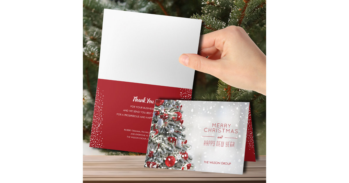 Elegant Christmas Tree Business Folded Holiday Card | Zazzle