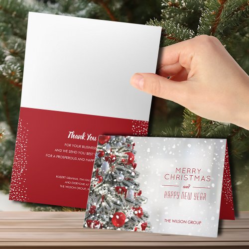 Elegant Christmas Tree Business Folded Holiday Card