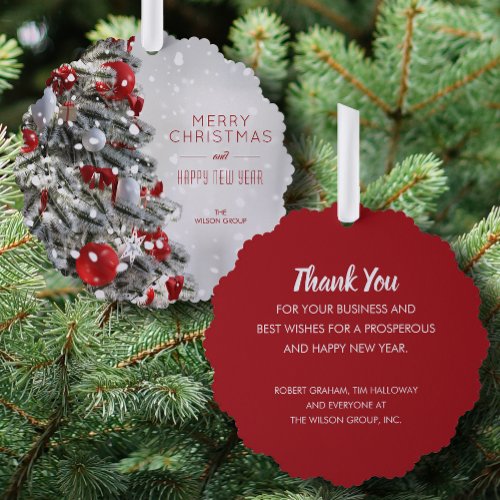 Elegant Christmas Tree Business Holiday Ornament Card