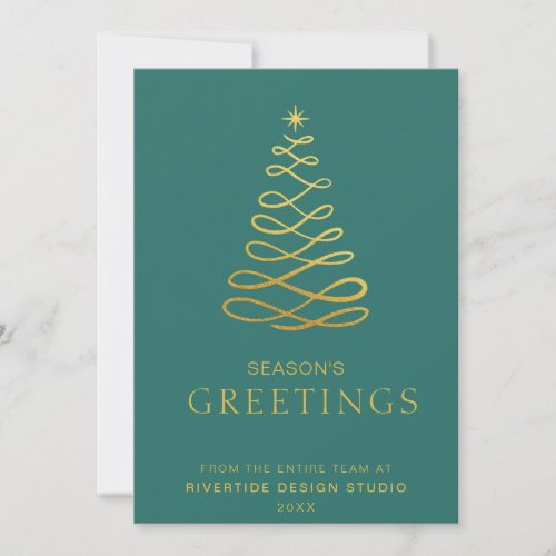 Elegant Christmas Tree Business Logo Corporate Holiday Card