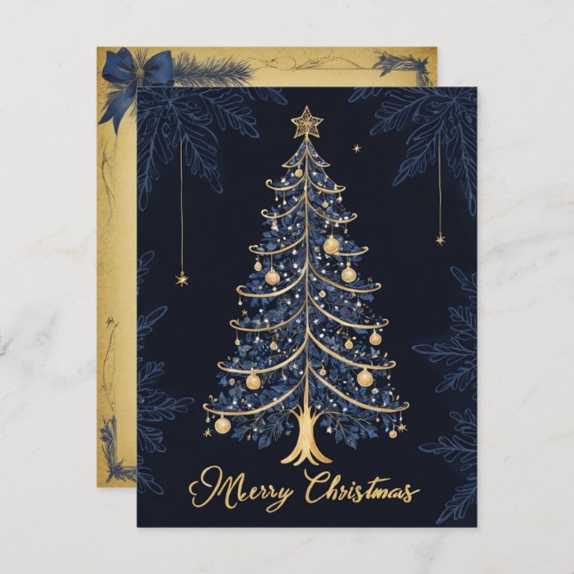 Elegant Christmas Tree Candle and Gift Card (Front/Back)