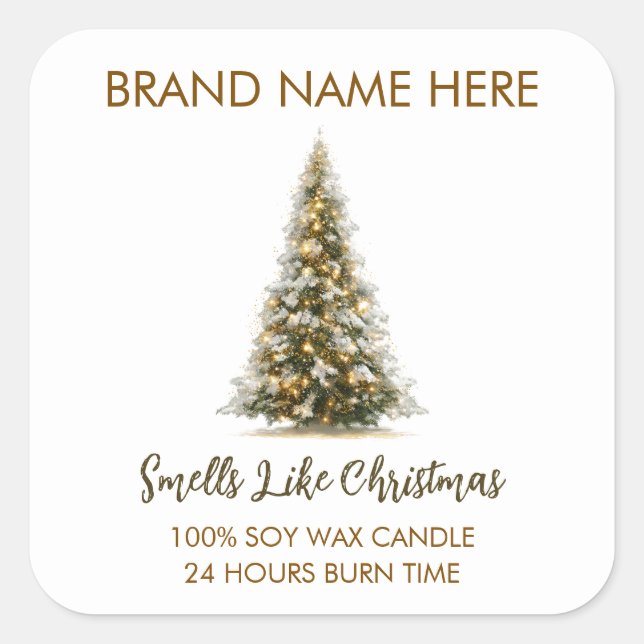Elegant Christmas Tree Candle Labels (Front)