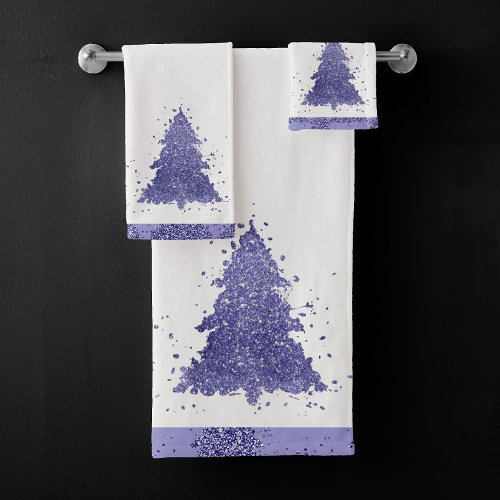 Elegant Christmas Tree  Charming Lavender Purple Bath Towel Set