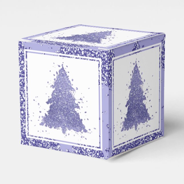Elegant Christmas Tree | Charming Lavender Purple Favor Boxes (Front Side)