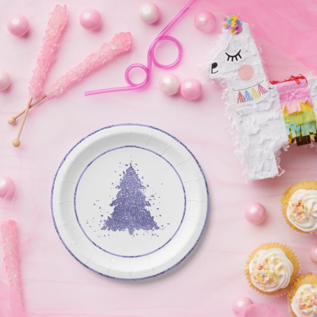 Elegant Christmas Tree | Charming Lavender Purple Paper Plates (Party)