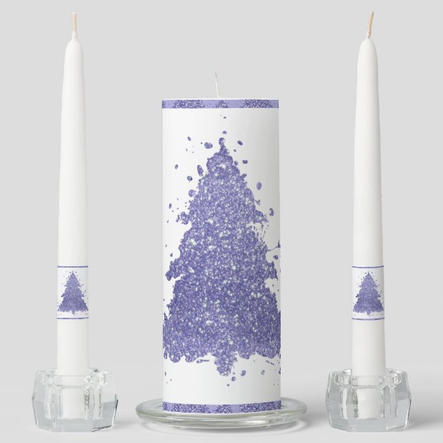 Elegant Christmas Tree | Charming Lavender Purple Unity Candle Set (Front)
