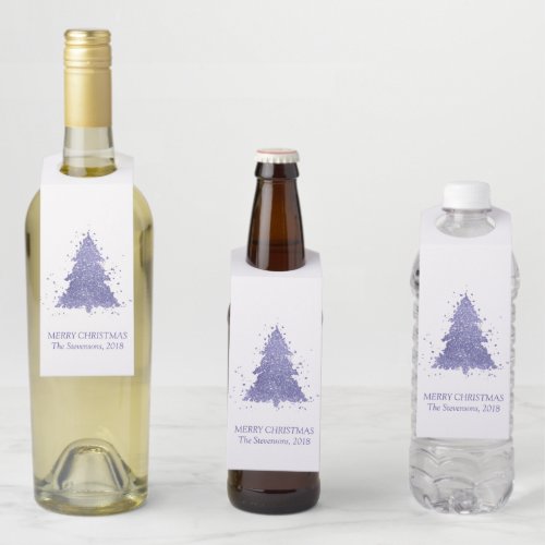 Elegant Christmas Tree  Charming Purple Custom Bottle Hanger Tag