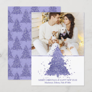 Elegant Christmas Tree Charming Purple Photo Holiday Card