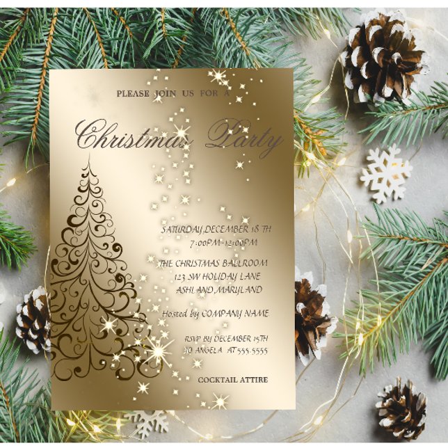 Elegant Christmas Tree,Christmas Party Invitation (Creator Uploaded)