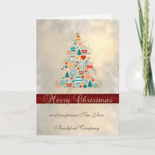 Elegant Christmas TreeColorful BallsCorporate Holiday Card