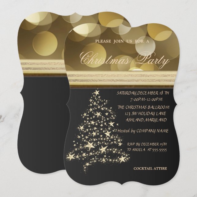 Elegant Christmas Tree,Company Christmas Party Invitation (Front/Back)