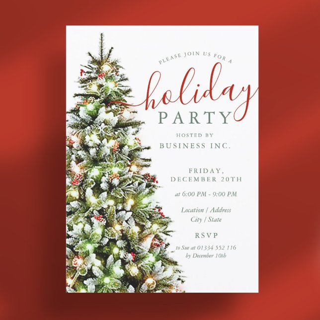 Elegant Christmas Tree Corporate Holiday Party  Invitation (Elegant Christmas Tree Corporate Holiday Party Invitation)