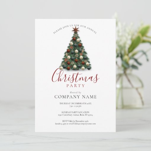 Elegant Christmas Tree Corporate Holiday Party Invitation | Zazzle