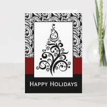 elegant christmas tree damask Holiday Cards