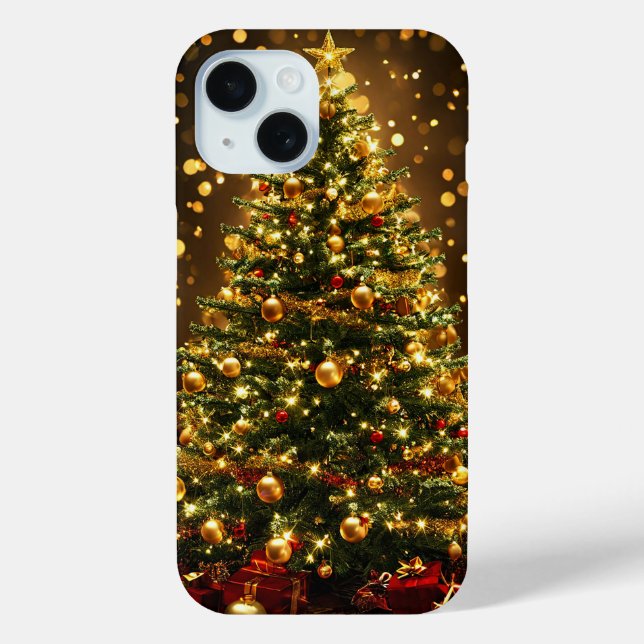 Elegant Christmas Tree Decorated With Lights Case-Mate iPhone Case (Back)